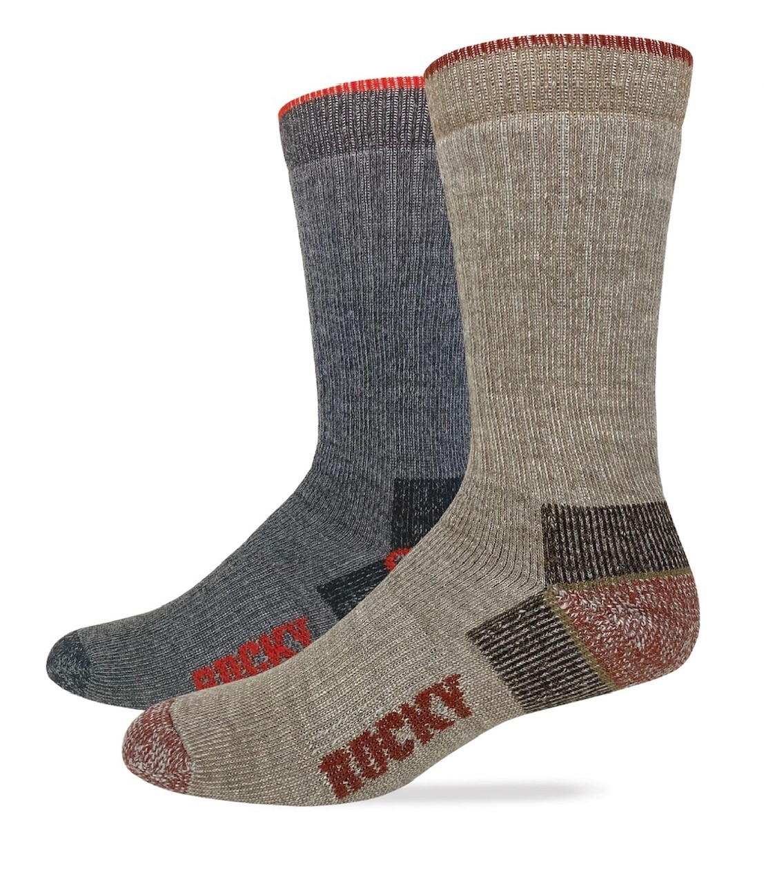 Rocky Men's Heavyweight Merino Wool Blend Mid Calf Boot Socks 2 Pair
